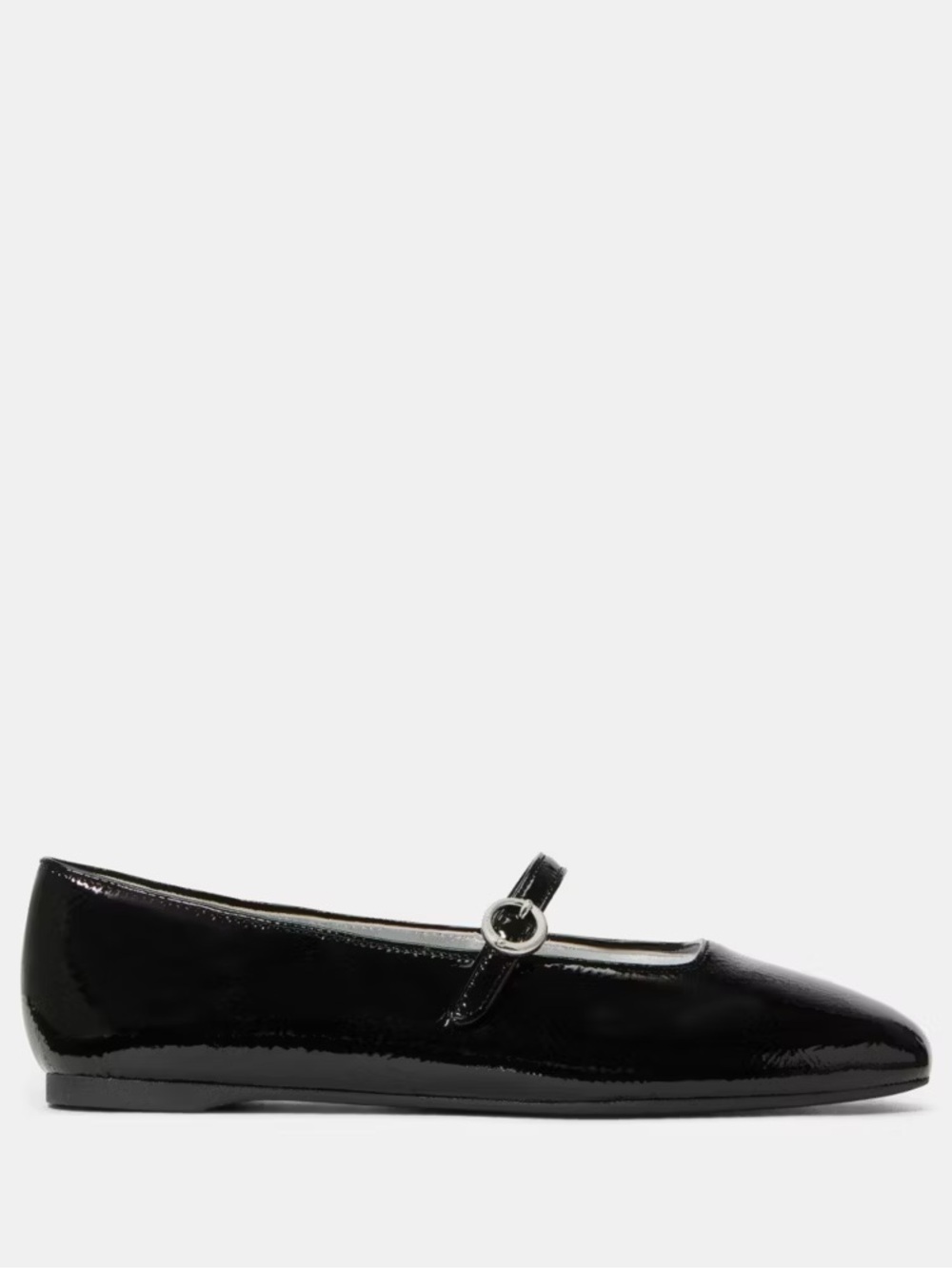 KATE SPADE HALO CRINKLE PATENT BLACK MARY JANE FLATS 5.5